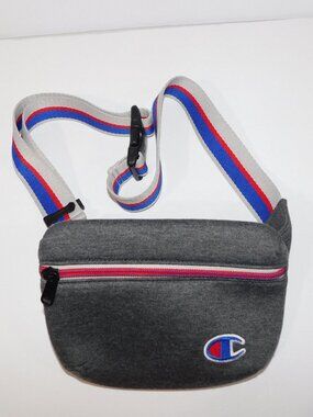 Champion Belt Waist Crossbody Bag Fanny Pack Gray Padded Red Blue ATTRIBUTE